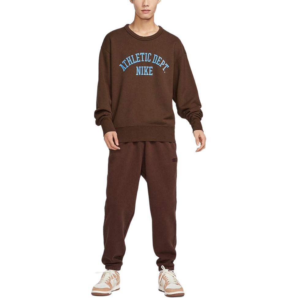 Nike Спортивная одежда Trend Graphic Print Knit Crewneck Sweatshirt Men tops Brown DX0026-259