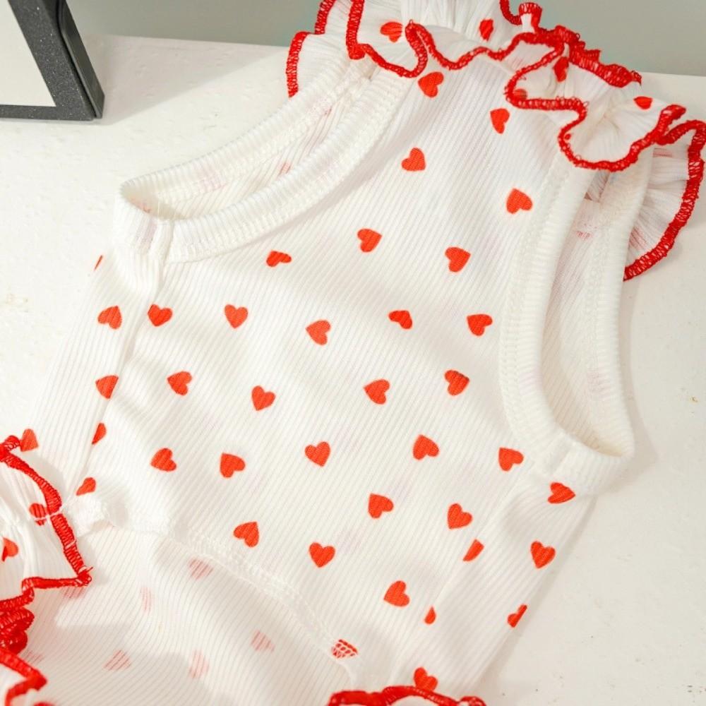 Red Love Heart Dots Cat Puppy Vest Cat Costume Kittens Clothing Dog Cat Clothes Recovery Suits