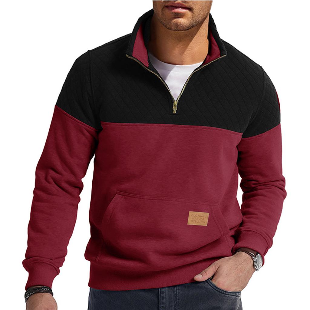 Men's Pullover Long Sleeved Stand Up Collar Sweatshirt Casual Collar Base Shirt