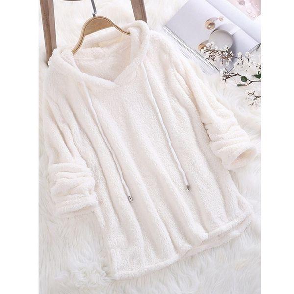 Women's Winter Plus Sizes Thickened Padded Short Pullover Tunic Cozy Casual Sweatshirt