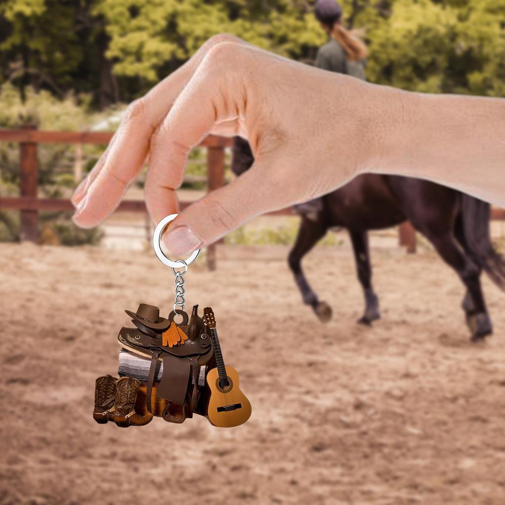 Saddle Acrylic Car Pendant Horse Saddle Keychain Western Horse Saddle Hangings Ornament Car Interior Decor Rear View Accessories