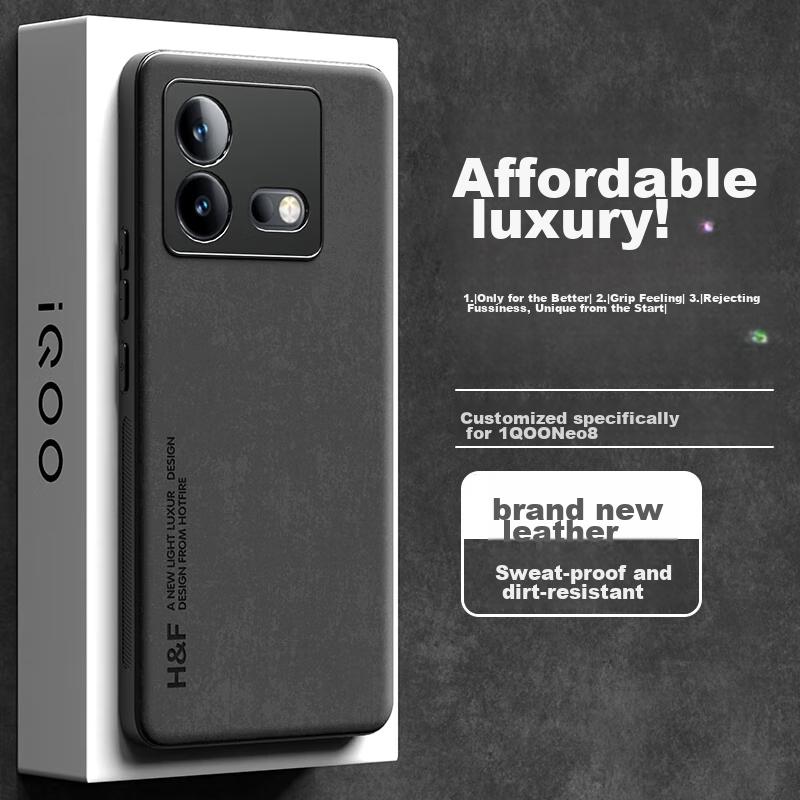 Phone Case Vivo IQOO Neo8 And IQOO Neo8 Pro, Upgraded Skin-Like Leather, Frosted Lens Protection, Full Coverage, Silicone Material