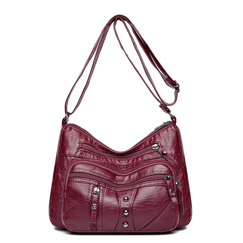 Мягкая кожаная сумка, женская сумка для матери среднего возраста, большая вместительная сумка через плечо через плечо