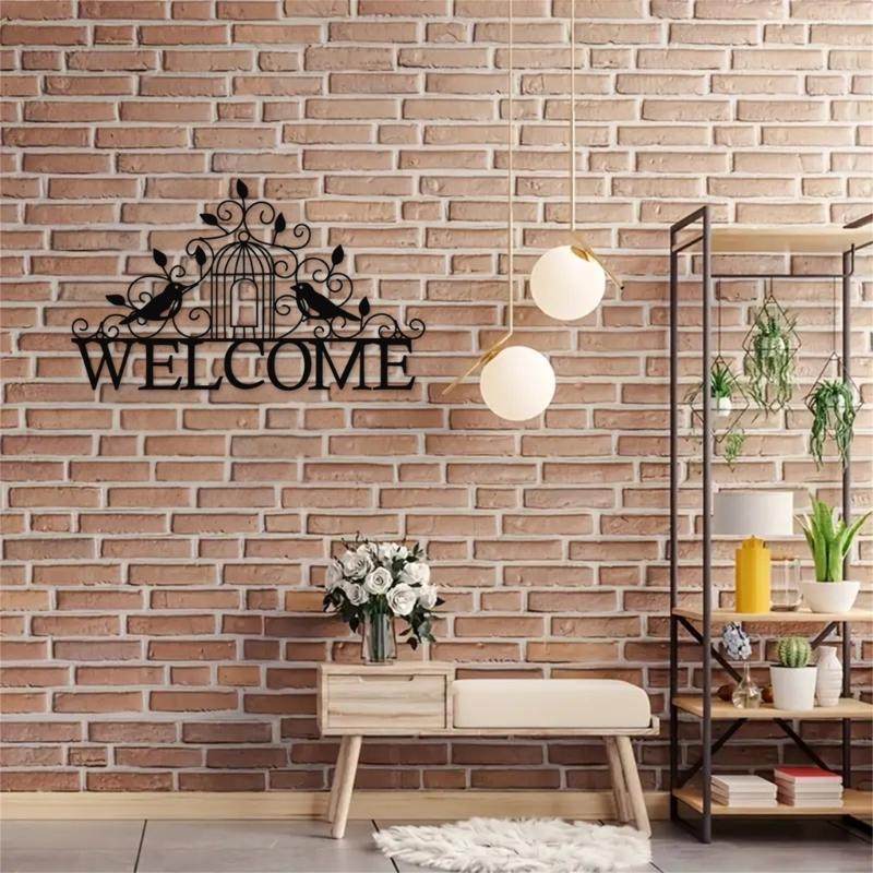 Metal Wall Sign Bird Welcome Wall Silhouettes Hanging Decors for Livingrooms Home Bedroom Office Hotel Party Garden