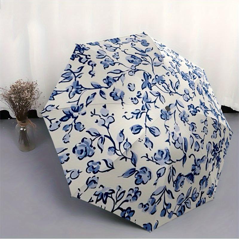 1 шт. Зонт с цветочным узором, автоматическое открытие/закрытие, милый, милый, с кнопкой в одно касание, ветрозащитная конструкция, легкий, портативный, для женщин и мужчин 6070