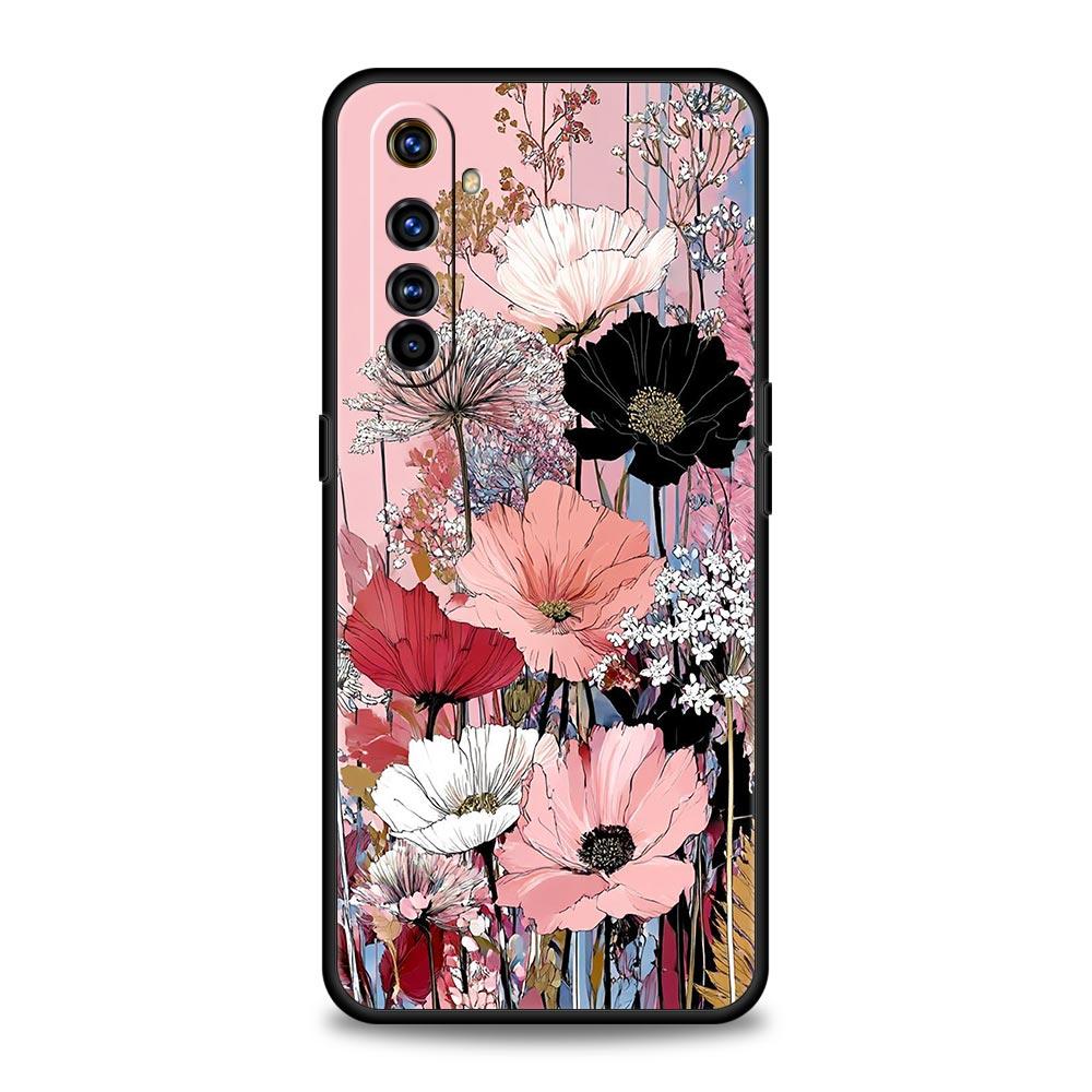 Abstract Plants Flower Soft TPU For Realme 13 12 11 10 9 Pro Plus GT3 GT2 C21 C25 C35 C53 C55 C67 Pro 5G Phone Case Cover Fundas