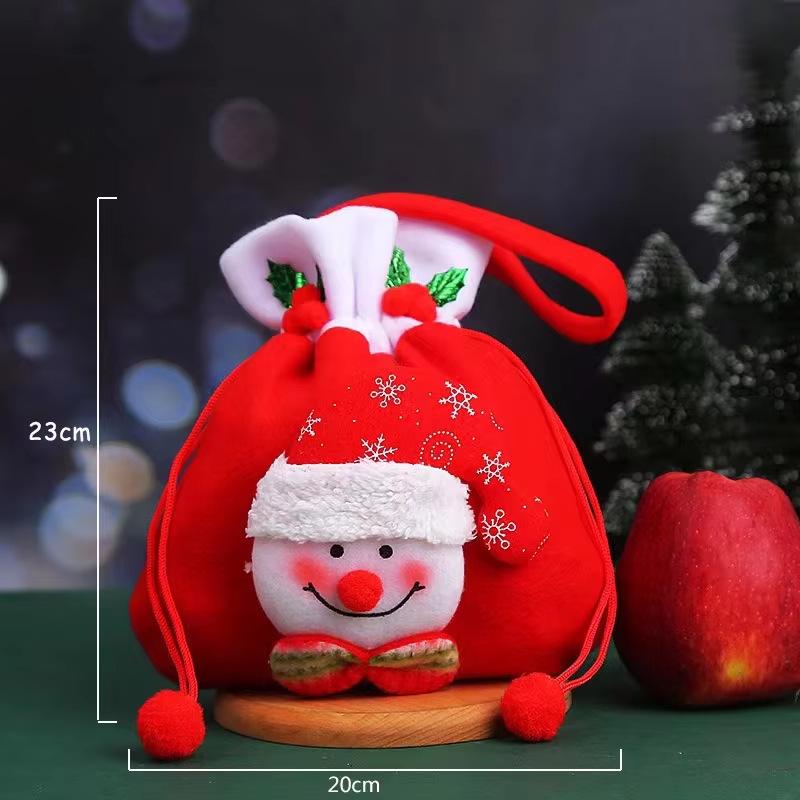 Christmas Santa Claus & Snowman Gift Bag - Apple & Candy Storage for Christmas Eve