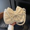Spring and Summer Hot Sale French Niche Design Bow Underarm Small Bag Women's Casual High-end Texture Foreign-style Messenger Bag