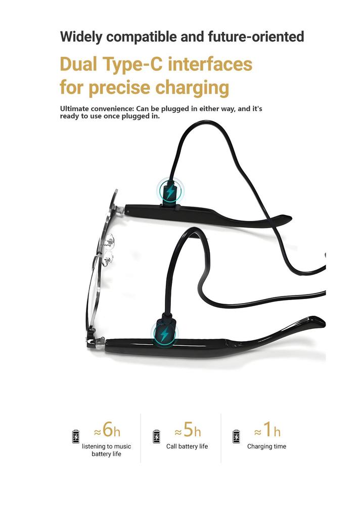 Smart Bluetooth Glasses with AI Translation: Supports 100+ Languages, Music Streaming, and Hands-Free Calls