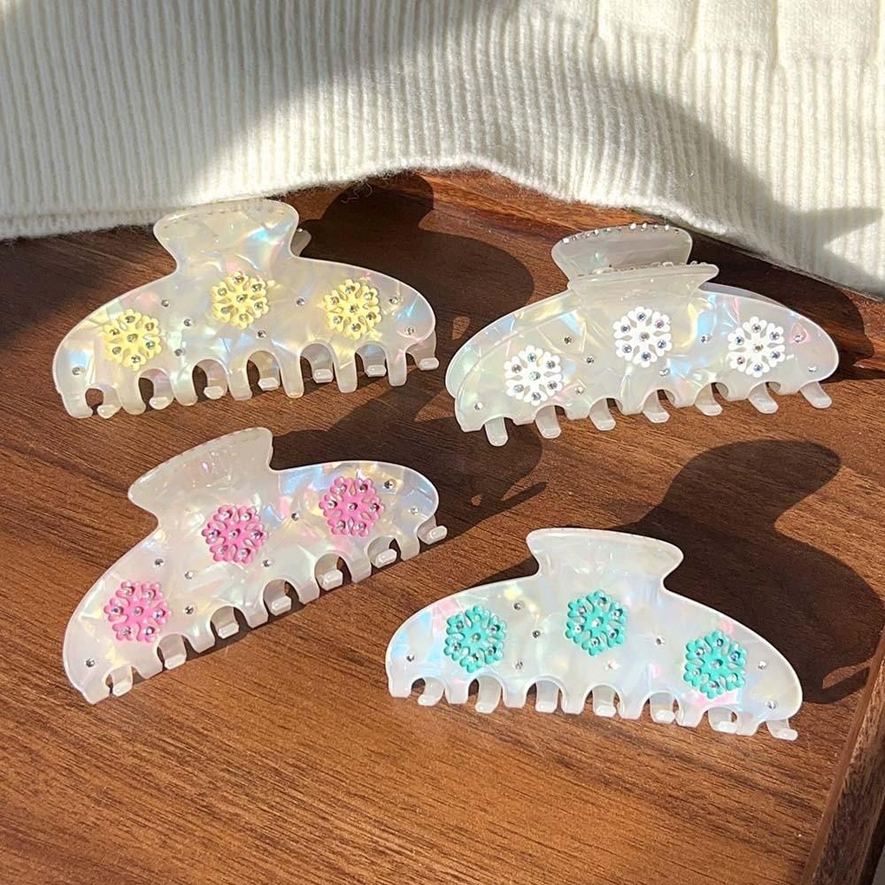 Elegant Snowflake Shark Clip Contrast Color Acrylic Hair Claw Iridescent Hair Claw  Girls