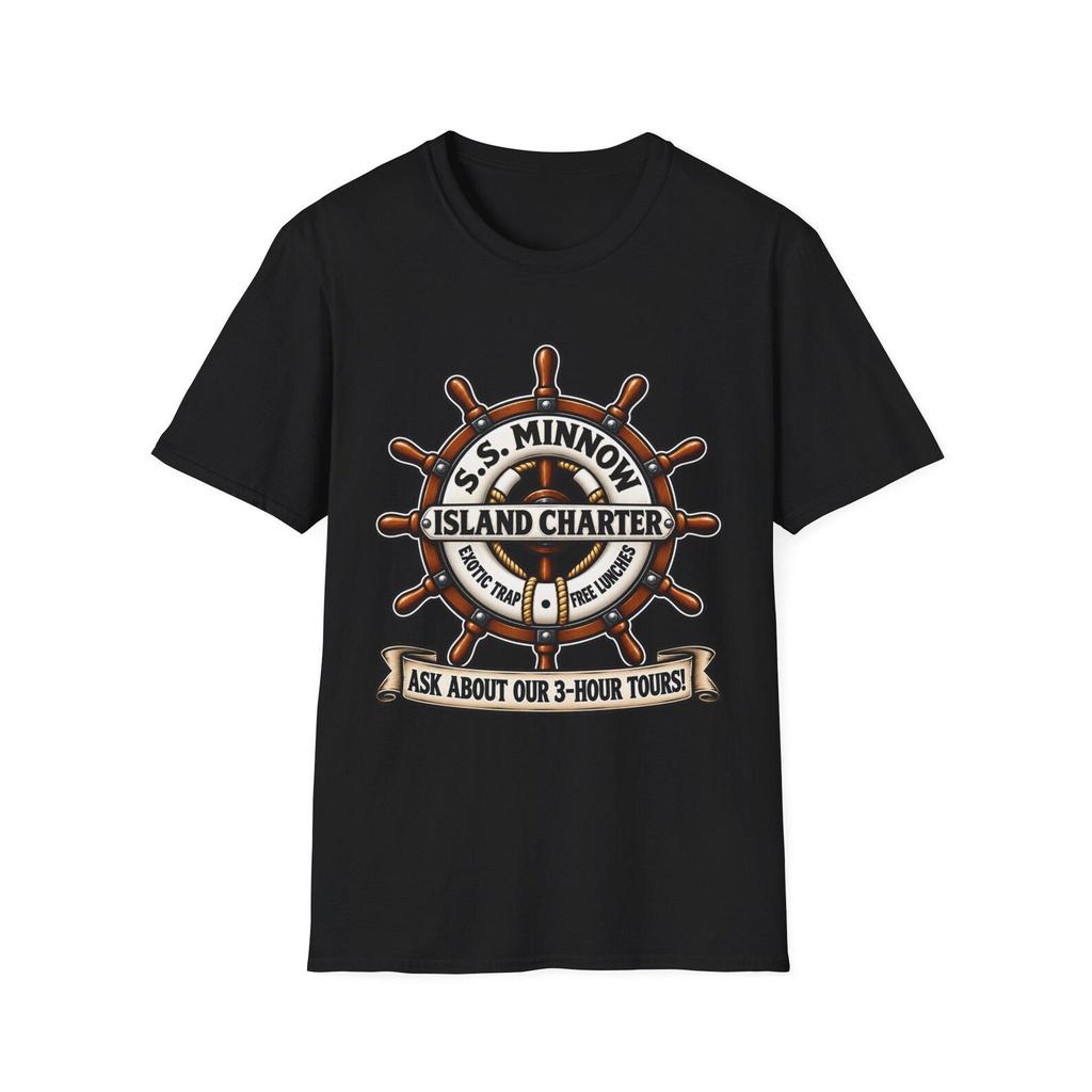 S.S. Minnow Island Charter T-Shirt | Nautical Boat Wheel Design