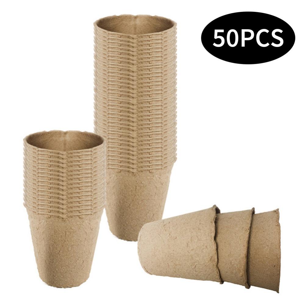 20/50 шт. 6 см. Круглые торфяные горшки для защиты окружающей среды, садовые стаканчики для рассады растений, поддоны для семян трав, инструменты для посадки