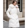 Fashion Solid Long Parkas Hooded Drawstring Loose Casual Winter Jackets Women Hooded Fur Collar Down Cotton Outwear