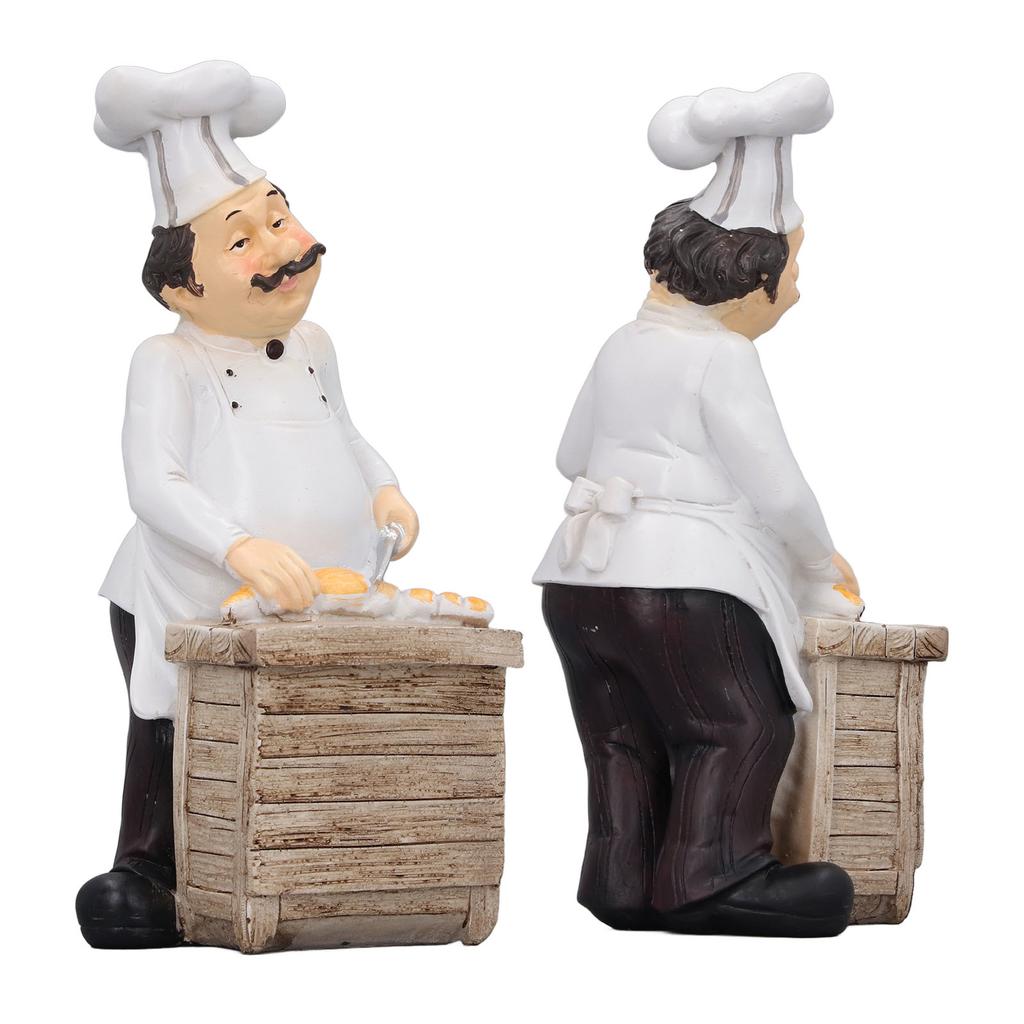 Resin Chef Statue Restaurant Dining Table Decor Figurine Ornament Kitchen Decoration