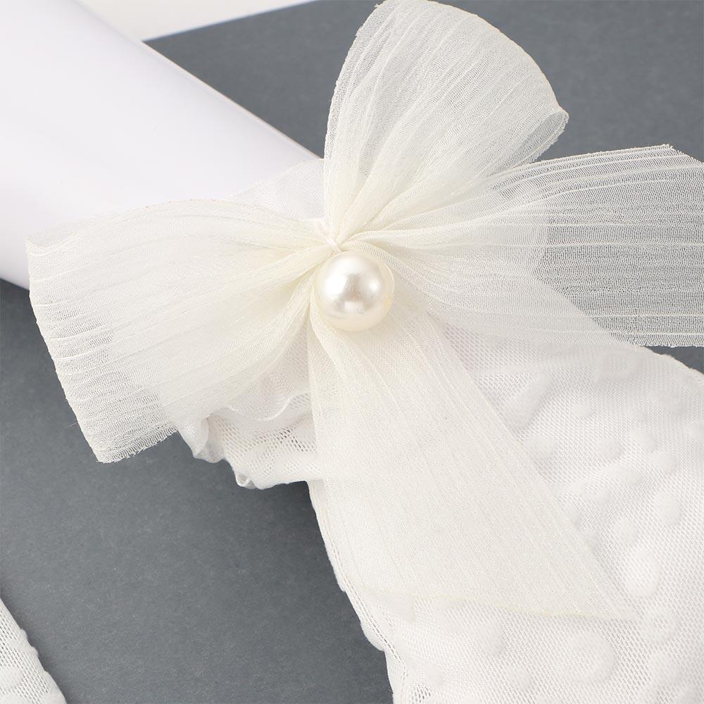 Женские гибкие аксессуары Свадебные жемчуга Белые перчатки Кружевные перчатки с бантом Свадебные варежки Оборки