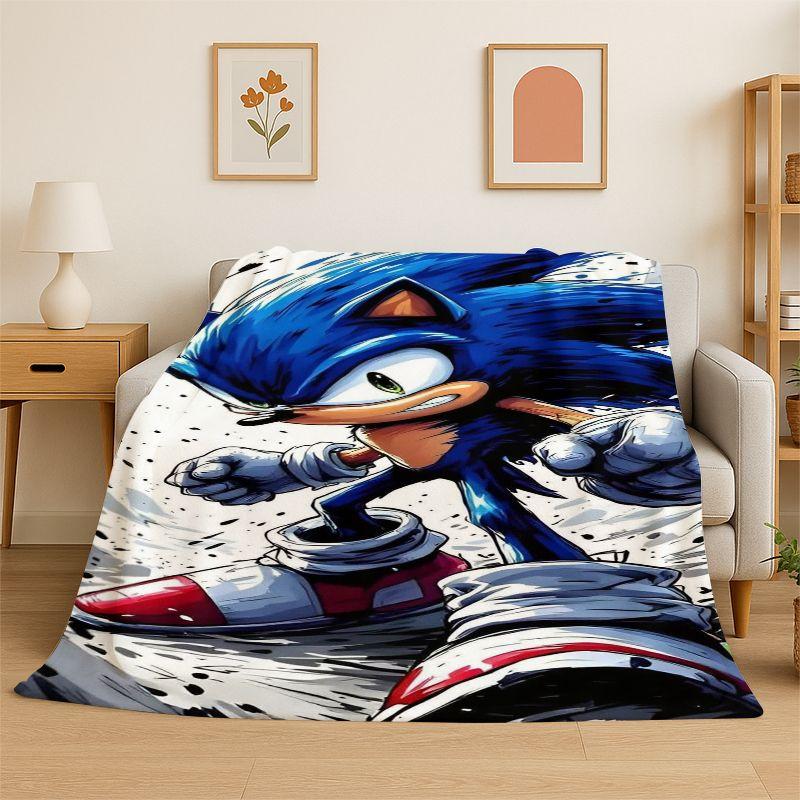 Классическая игра S-Sonic Мультяшное Мягкое Фланелевое Пледовое Одеяло, Уютное Одеяло для Кровати, Дивана, Диванчика, Спальни, Гостиной, Путешествий, Пикника дети