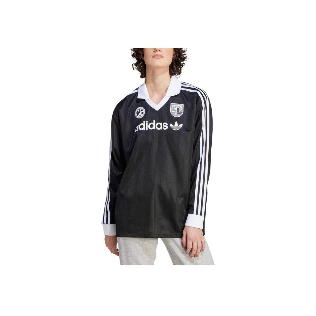 Adidas Originals Трилистник с логотипом и v-образным вырезом, длинными рукавами, женские топы, черный IR9769