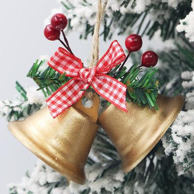 (2 шт/упак.)8 см Металлический Колокольчик Листья Ягод Бант Рог Рождественская Новогодняя Декорация Реквизит Украшения Часы Подарки DIY Продукция