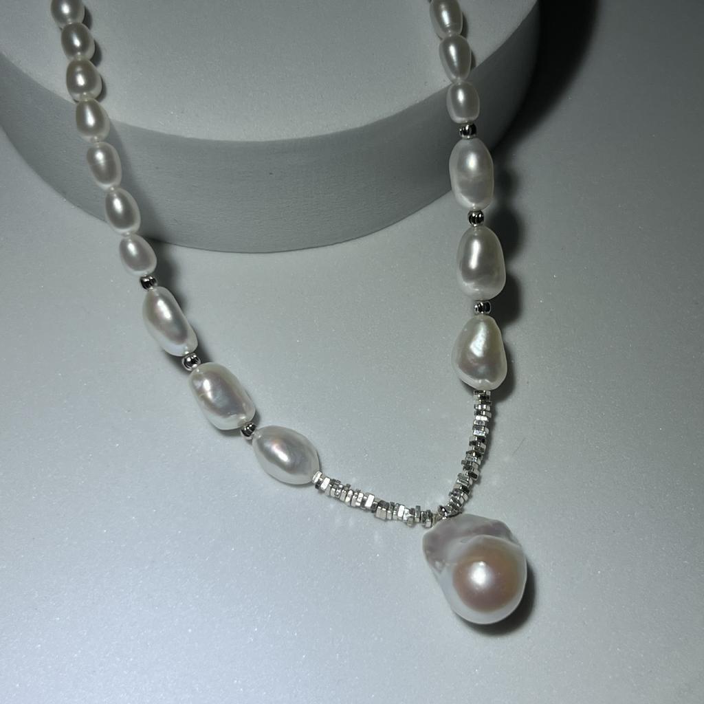 4-5 мм натуральное жемчужное ожерелье в форме риса, модное, легкое, роскошное, высокого уровня, стерлинговое серебро S925, цепочка на шею в стиле барокко, женская