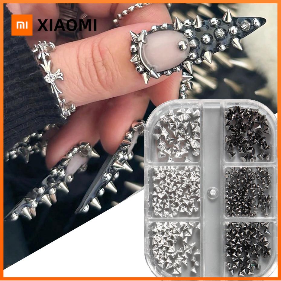 Xiaomi 6 Секций Металлический Заклепка Панк Шарм для Ногтей Золотой/Серебряный/Черный Конусообразные Шипы Заклепки Украшения для Маникюра Aolly Мини Заклепки-Шипы Принадлежности для Ногтей