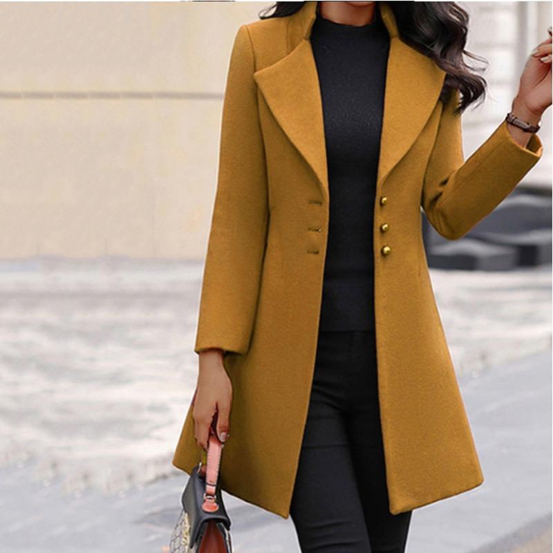 Женское шерстяное пальто Nizi Coat корейского стиля Slim Fit из утолщенного шерстяного материала