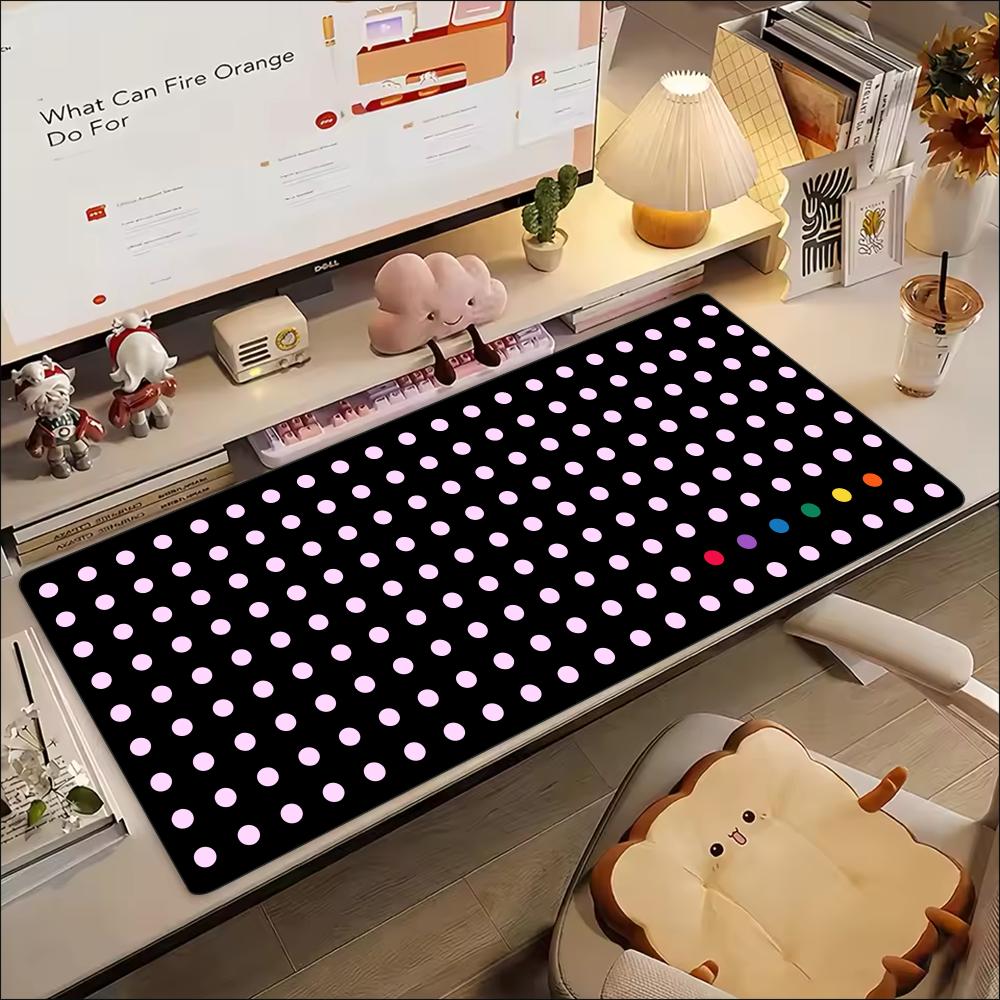 Polka Dot Large Extended Mouse Pad NonSlip Rubber Stitched Edges Hd Print Desk Mat For Gaming Setup Office Laptop Workstation