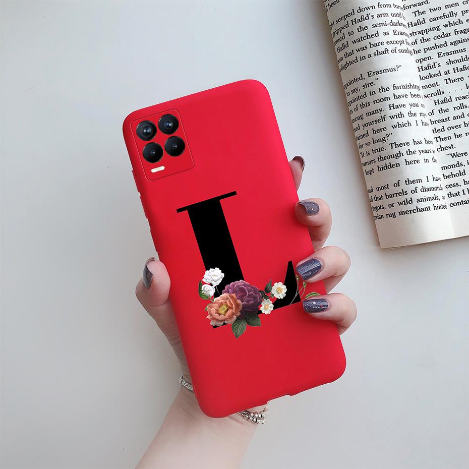 For Realme 8 Pro Case Silicon Soft Letter Monogram Flowers Phone back cover For Oppo Realme8 4G RMX3085 Realme 8 Pro Bumper Case