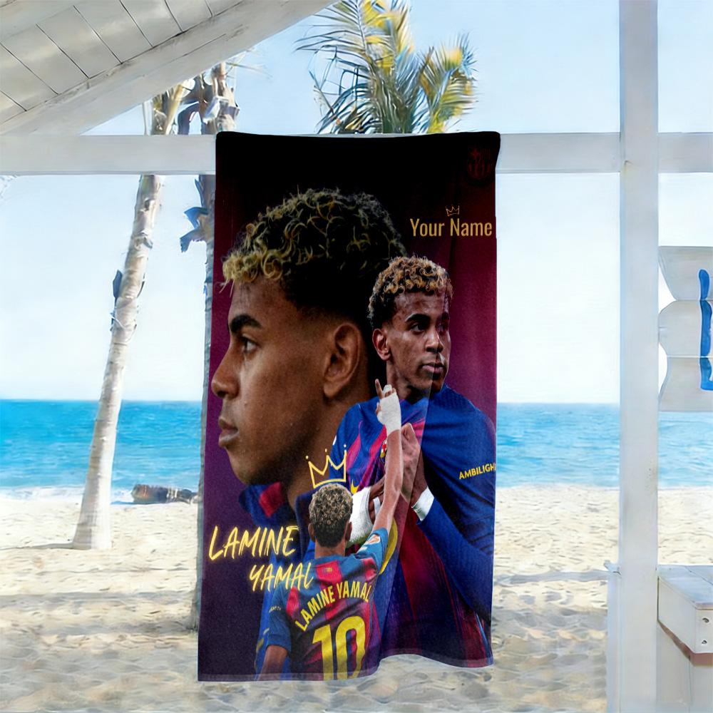 Yamal Customize Your Name Beach Towel Quick-Dry Soft Microfiber Suitable for Swimming Gym Camping Yoga Vacation