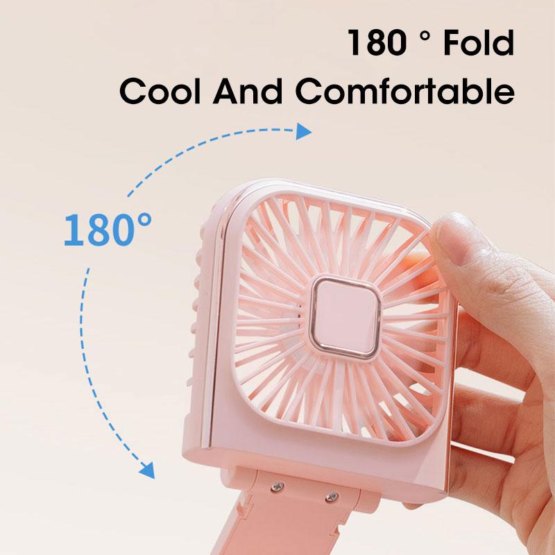180° Portable Folding Fan Digital Display Neck Hanging Fan USB Adjustable Rechargeable Cooling Mute Power Bank Phone Holder