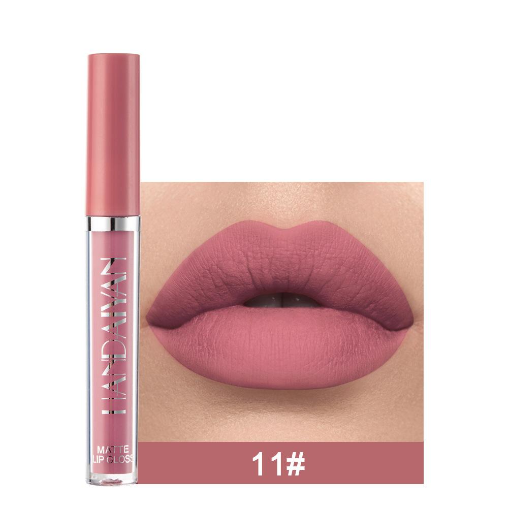 HANDAIYAN Sexy Red Lip Tint Matte Liquid Lipstick Waterproof Easy To Color 12 Matte Bare Pink Lipstick for Girls Makeup Cosmetic