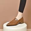 Pointed Small Leather Shoes Women's 2024 Spring New French Elegant Light Mouth Low Heel Single Shoes Simple Temperament Women's Flat Shoes