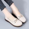 Women's Genuine Leather Slip-On Shoes: Soft, Breathable, Non-Slip Flats for Middle-Aged and Elderly.