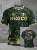 New Men Mexico National Soccer Jersey 3D  Print Quick Dry Football T Shirt  Sports Training Tee for Fan Match Daily Wear
