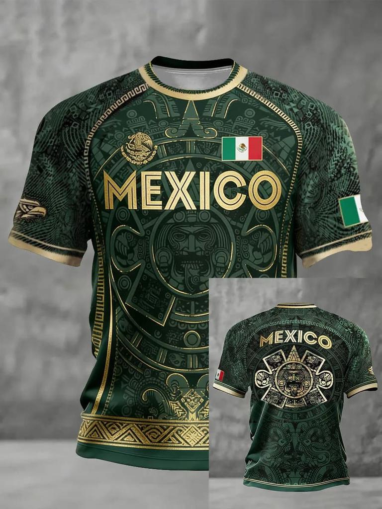 New Men Mexico National Soccer Jersey 3D  Print Quick Dry Football T Shirt  Sports Training Tee for Fan Match Daily Wear