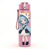 1PC Blue Hood Girl Winter Outfit Pattern 750ml Color Plastic Sports Water Bottle Leakproof Flip Straw Lid Suitable for Sports Office Home Use