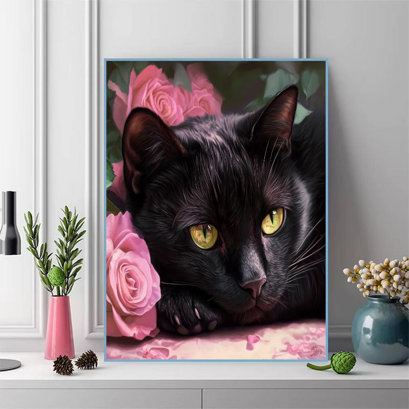 Bombay cat and roses Pattern 3pcs 100% Round Full Drill 5D DIY Diamond Painting Embroidery Cross Stitch Rhinestone Décor