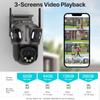 6K HD Three Screen WiFi Security Camera 4K 8MP Outdoor Wirelss PTZ IP Camera Ai Human Detect Video Surveillance iCSee APP