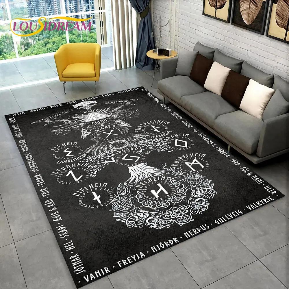 Ковер-циновка Викинг Скандинавская мифология Бог Локи Руна,Ковер для гостиной спальни дивана придверный коврик кухонный декор,Нескользящий коврик для пола