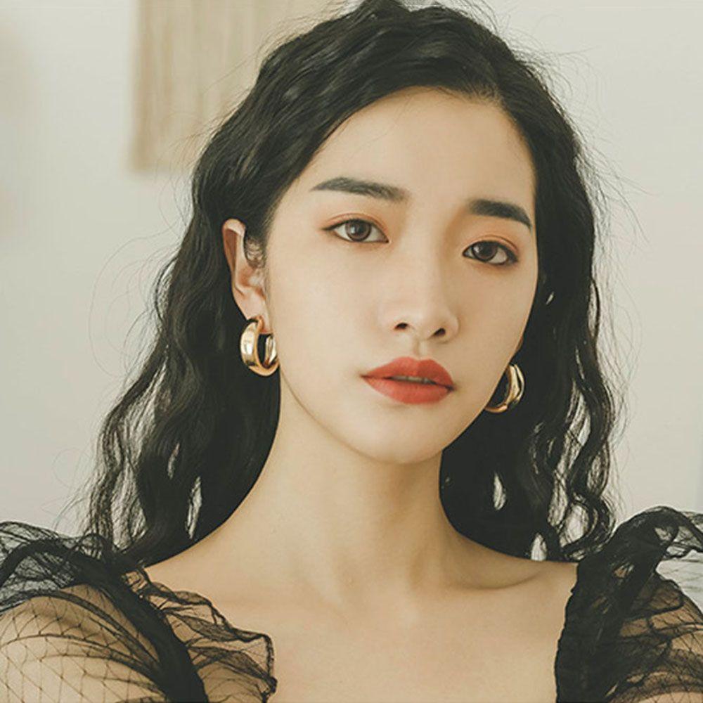 Round Circle Fashion Accessories Wide Tube Drop Earrings Hoop Earrings Dangle Earrings Jewelry