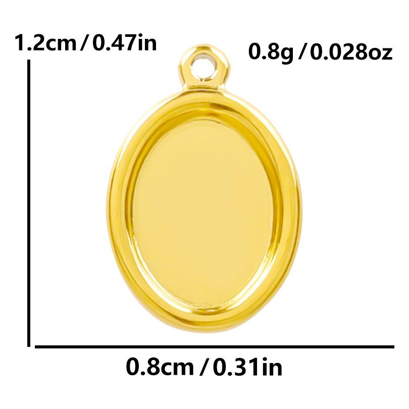 6Pcs Blank Settings Cabochon Pendants Round Rectangle Square Charm Stainless Steel Charms For Jewelry Making Bulk Diy Necklaces
