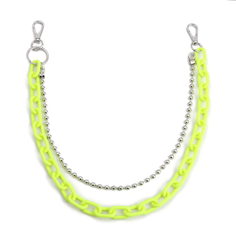 Двухслойный акриловый пояс в стиле панк-хип-хоп с цепочкой на талии, многослойные брюки, джинсовые украшения