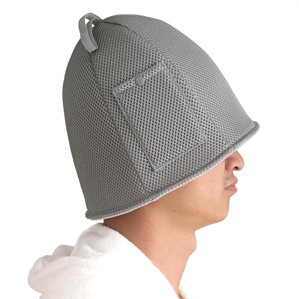Sauna Hat Mesh Double Layered Sauna Hat Lightweight Quick Drying Large Deep Deep Sauna Hat Washable [PR0TINLEG] Men's Women's Non-stuffy (Light Gray)