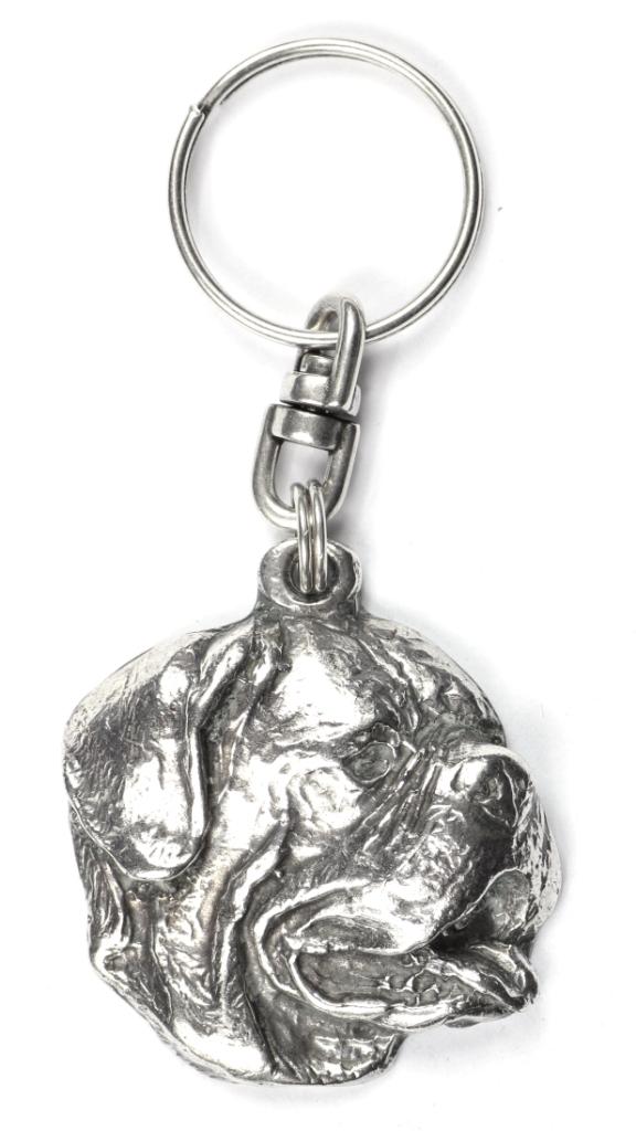 Dogue de Bordeaux, French Mastiff – Silver-plated pendant with a dog in a decorative box, handbag decoration – Design 02 | Art-Dog