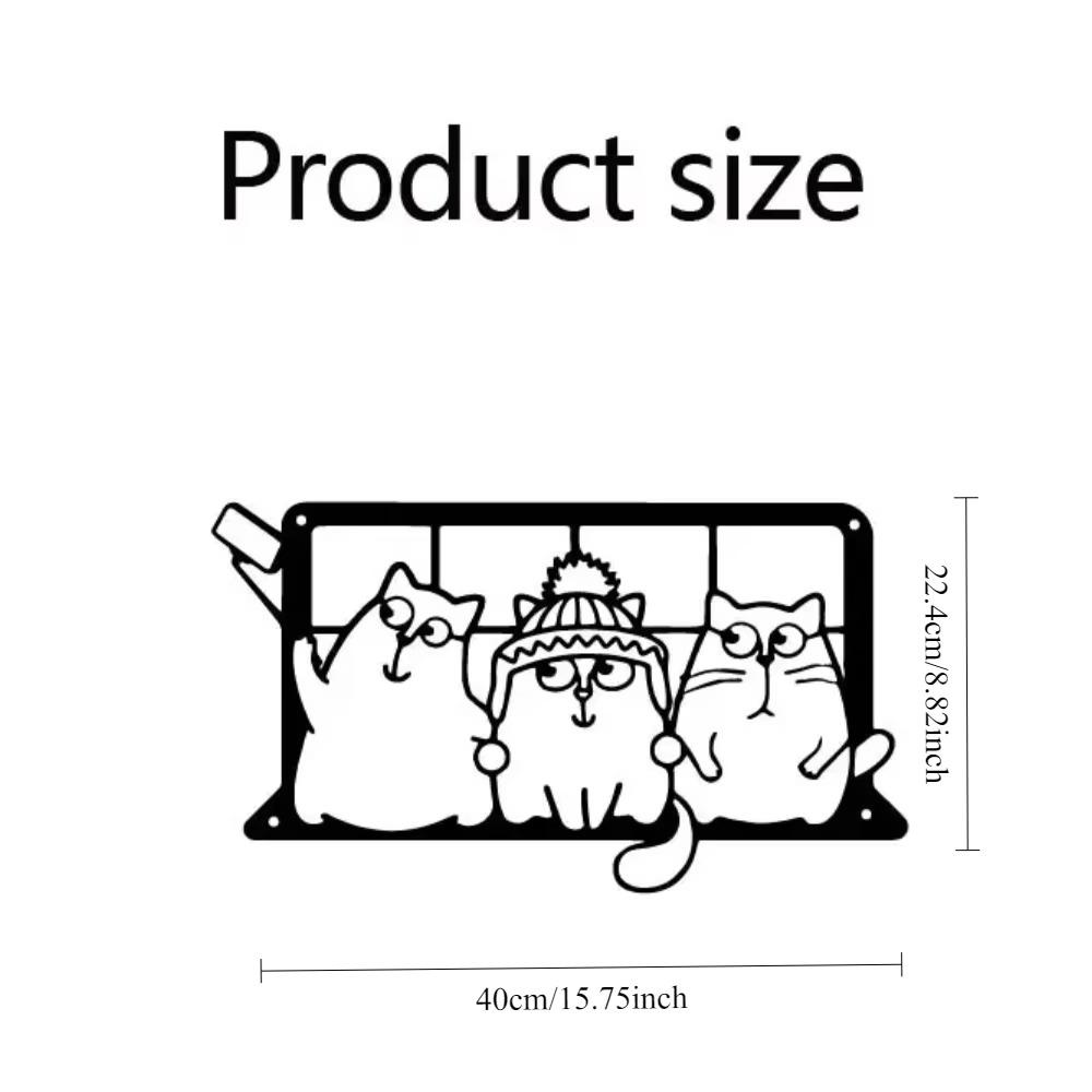 Три кота Металлическая настенная художественная вывеска для фермерского дома, подвесной декор, черная вырезанная табличка для домашнего офиса, гостиной, спальни, украшения
