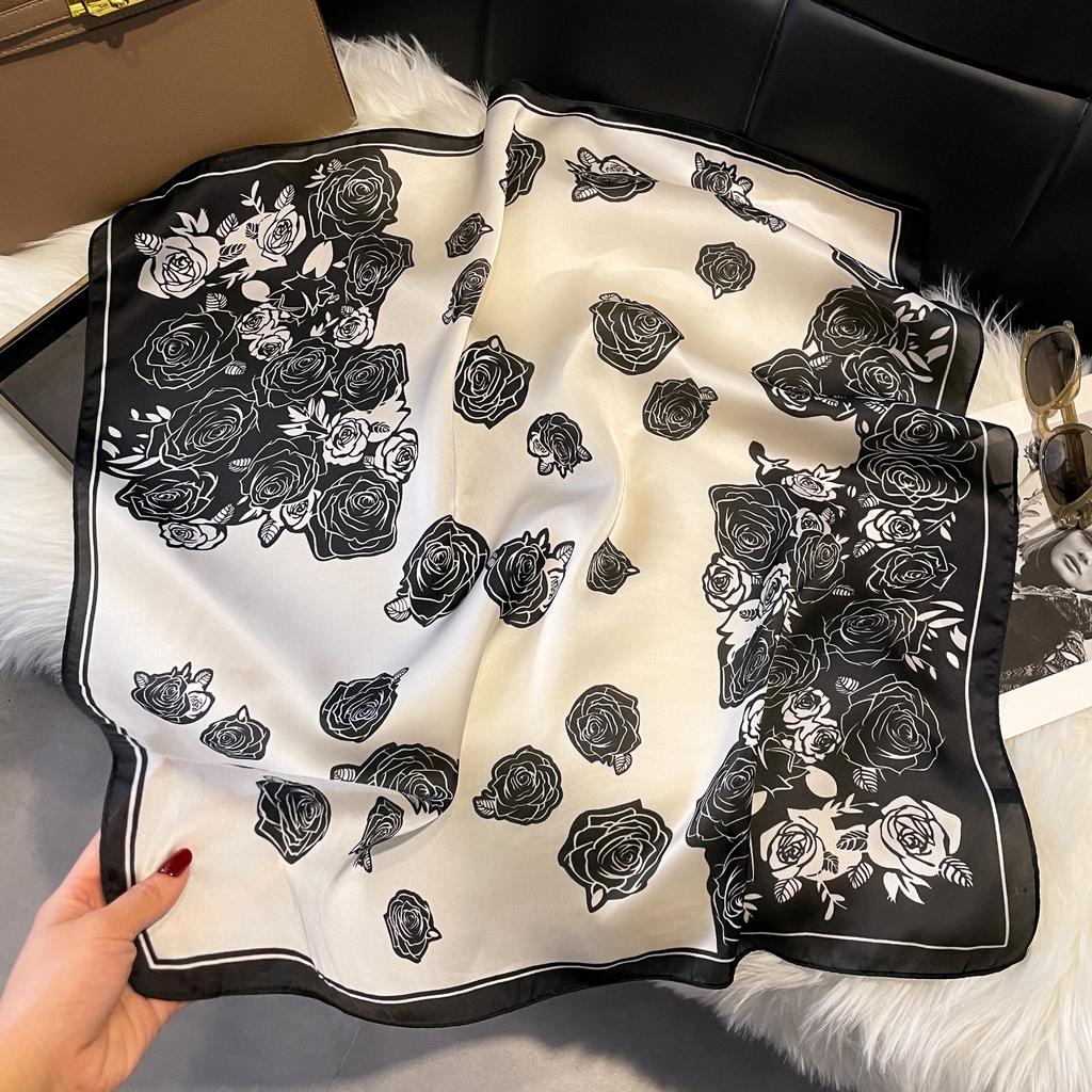 Новый шелковый атласный шарф для волос 70*70 см, женский носовой платок с принтом, женская бандана с квадратной головой, небольшой шейный глушитель, хиджаб для леди