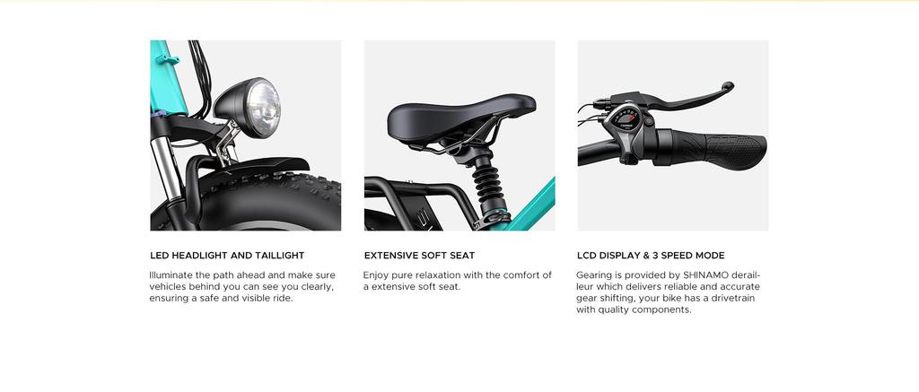 Электровелосипед ENGWE E26 ST с низкой рамой, 26x4.0 толстыми шинами, двигателем 250 Вт, аккумулятором 48 В 16 Ач, запасом хода 140 км – Легкий и эргономичный дизайн