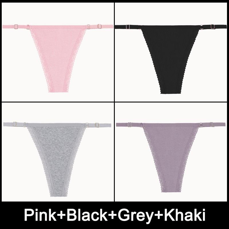 4PCS/Set Adjustable Waist Sexy G-string Panties Cotton Women's Underwear Girl Female Pantys Bikini Lady Thongs Lingerie