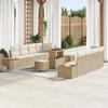 vidaXL 11-Piece Garden Sofa Set with Cushions Beige Poly Rattan Acacia 3364841