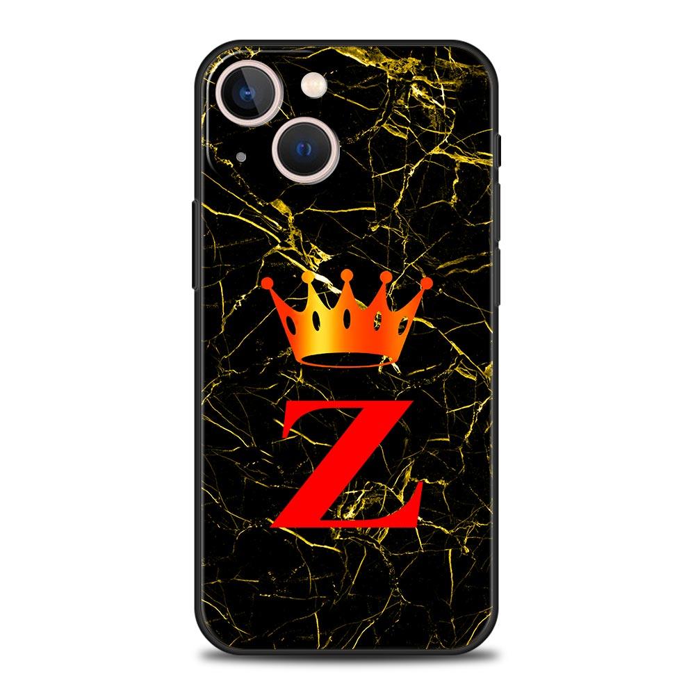 Мраморный чехол для телефона с буквой для iPhone 17 16 15 Pro Max 11 12 13 14 7 8 Plus SE 2020 X XR XS, мягкий черный