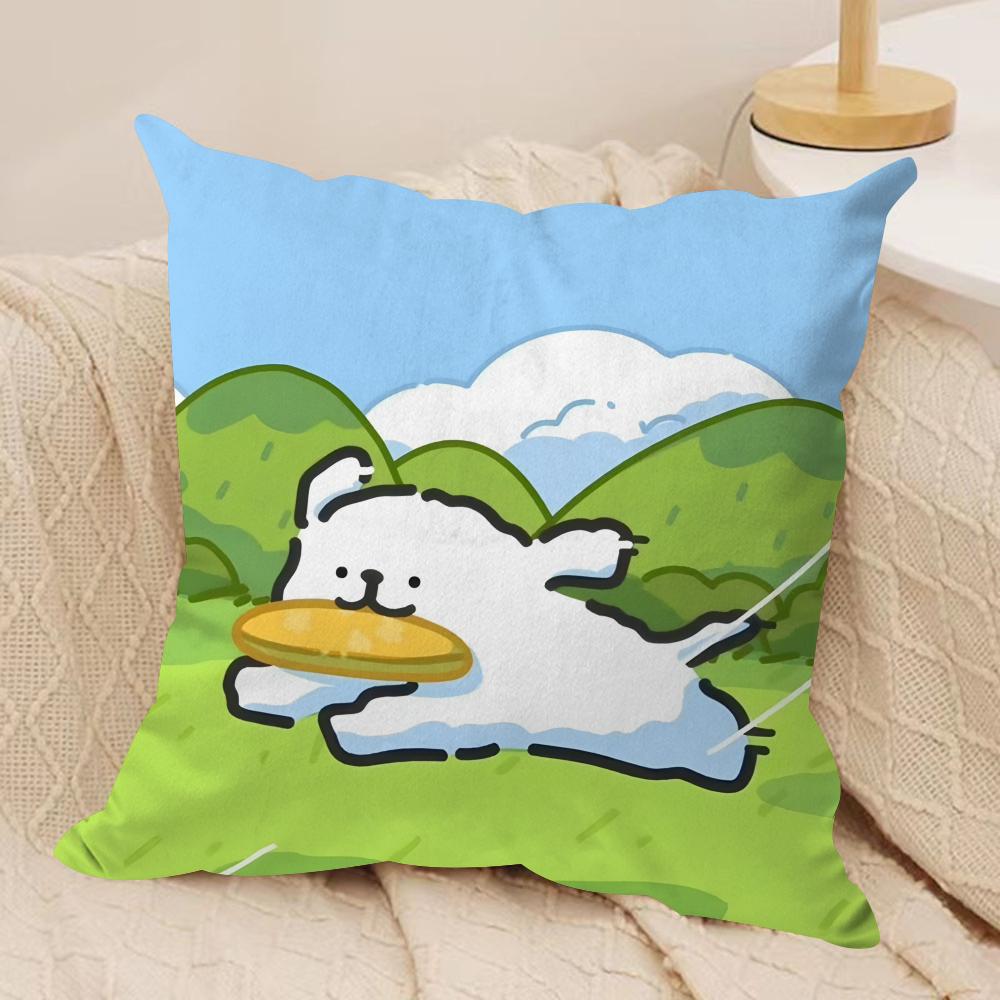 cute girl Korean Line Ppuppy Cushion Cover Silky Short Plush Invisible Zipper Dustproof Sofa Pillow Case For Home Decor